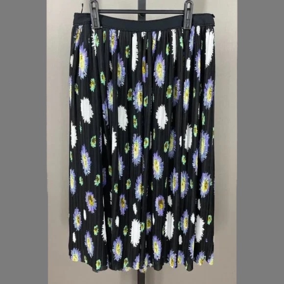NEW Kenzo Skirt Womens 10 Large black purple floral midi designer - Picture 11 of 14